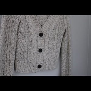 Cream speckled long sleeve button-up cardigan